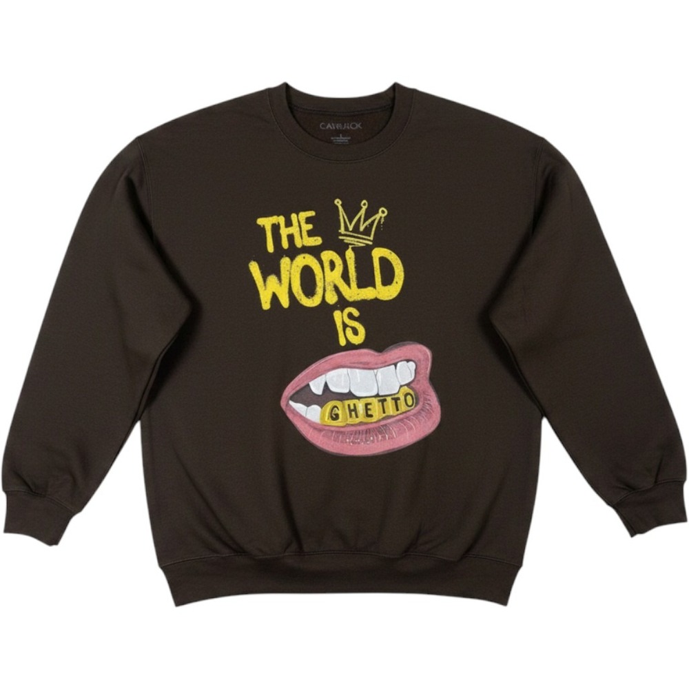 Candace Owens The World Is Ghetto Crewneck Sweatshirt Large Dark Chocolate NWOT